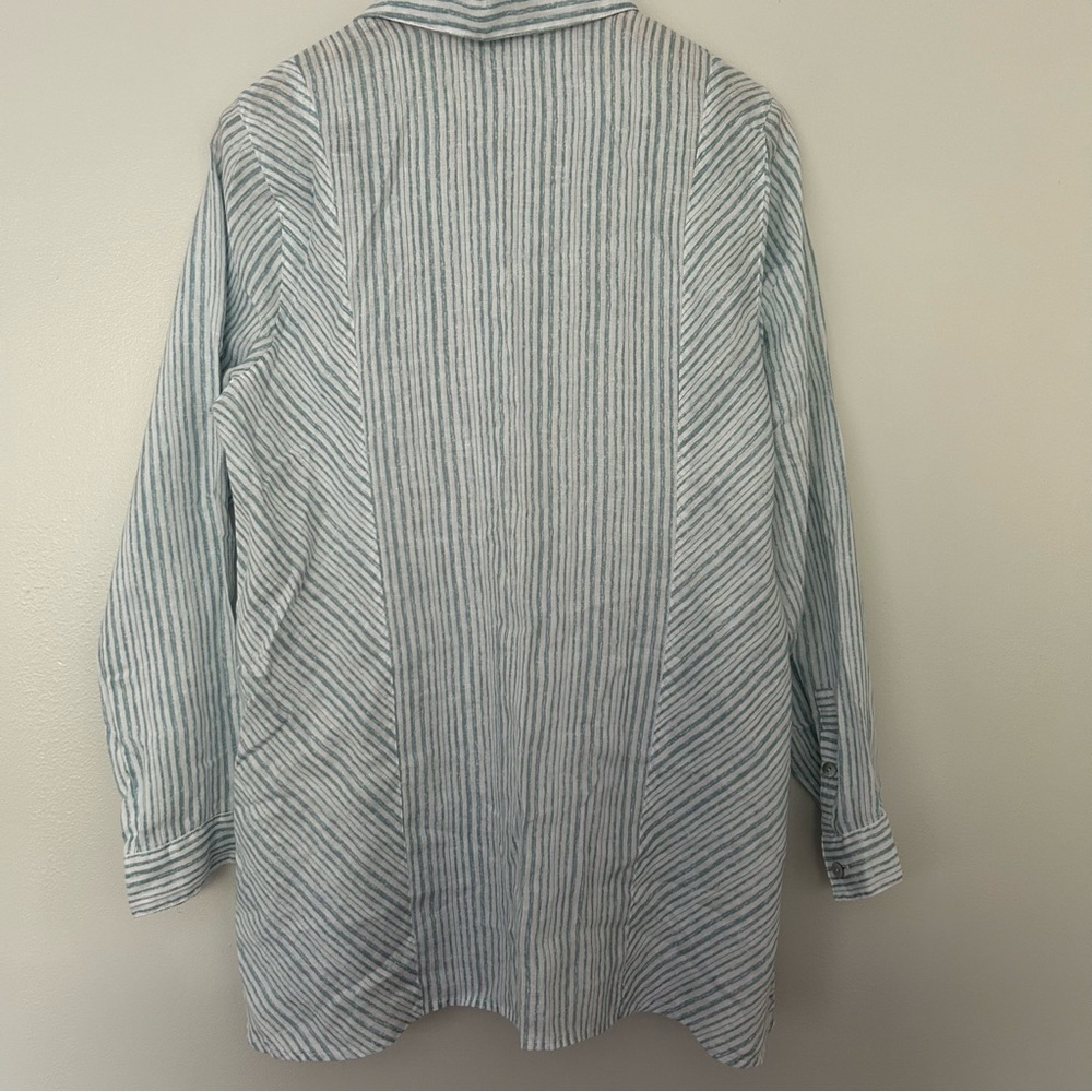 J. Jill love linen stripes button front shirt M - Picture 2 of 7